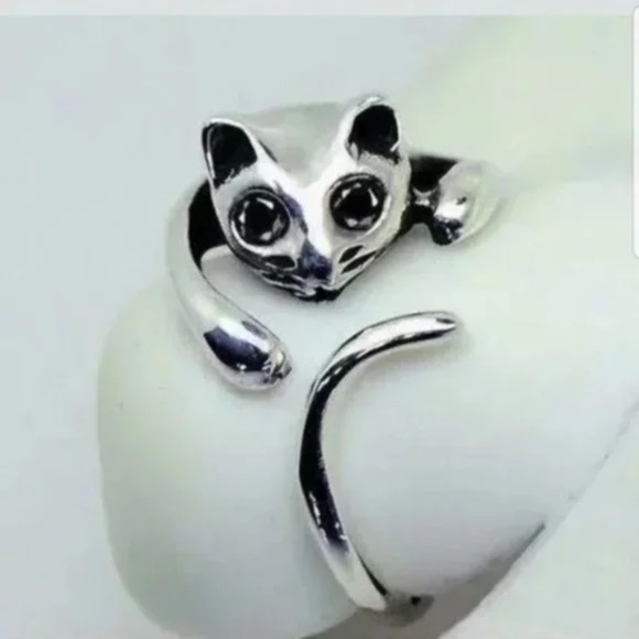 Silver Tone Cat Ring New - Picture 3 of 7